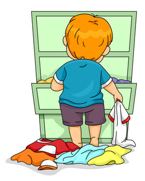 boy sorting clothes green chest clip art preview