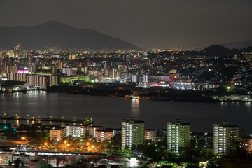 Fototapeta premium 地方都市夜景【福岡県北九州市】