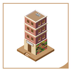 Vector isometric icon apartment building city infrastructure,