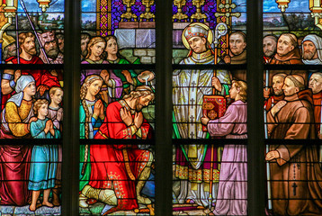 Stained Glass of Saint Wilibrord in Den Bosch Cathedral
