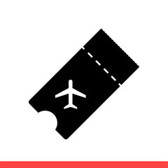 Obraz premium Plane ticket vector icon, travel symbol. Simple, flat design for web or mobile app
