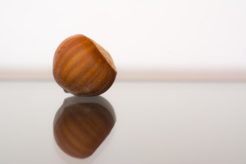 Hazelnut in shells on the table
