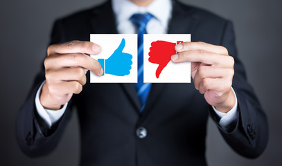 Customer service experience and satisfaction survey concept. Like or Dislike