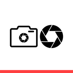 Camera objective vector icon, photo symbol. Simple, flat design for web or mobile app