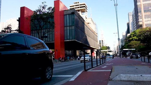 MASP in the late afternoon, Sao Paulo city, flat plane