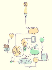 Money Management Doodle Illustration