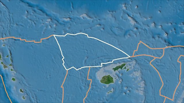 Balmoral Reef tectonic plate. Satellite imagery A. Stroke first. Van der Grinten projection