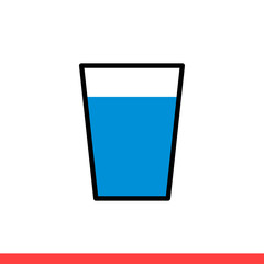 Water glass vector icon, cup symbol. Simple, flat design for web or mobile app