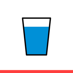 Water glass vector icon, cup symbol. Simple, flat design for web or mobile app