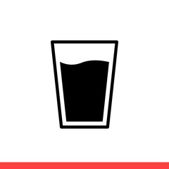 Water glass vector icon, cup symbol. Simple, flat design for web or mobile app