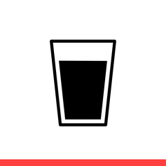 Water glass vector icon, cup symbol. Simple, flat design for web or mobile app