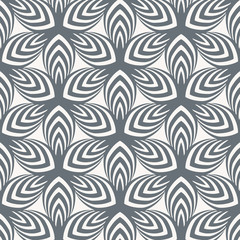 linear vector pattern, repeating abstract leaves, gray line of leaf or flower, floral. graphic clean design for fabric, event, wallpaper etc. pattern is on swatches panel.