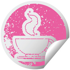 Coffee cup distressed sticker