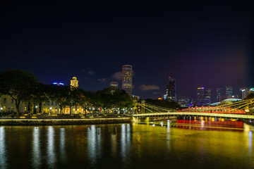 Naklejka na ściany i meble View at Singapore City Skyline at night