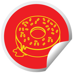 Tasty donut circular peeling sticker