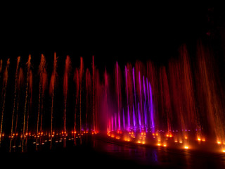  colored decorative dancing water jet led light fountain show at night