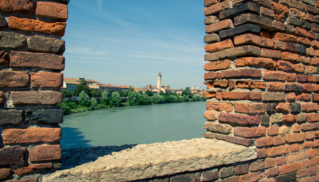 Picture of  Verona teken from the Castel Vecchio Bridge