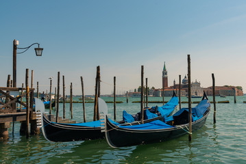Obraz na płótnie Canvas Gondolas on Grand Canal in Venice, Italy.