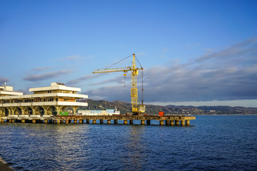 Fototapeta premium seascape with the architecture of the sea station Sukhumi.