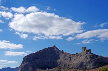 Fototapeta na wymiar castle on top of mountain