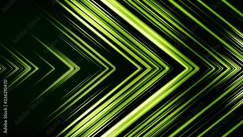 Poster green arrow horizontal wipe. abstract background of lines in shape of arrow. futuristic colors