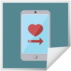 dating app on cell phone graphic square sticker
