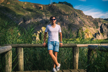 Naklejka premium Model at the nature