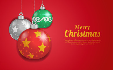 christmas decoration background with vector illustration of bauble or ball