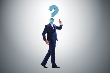 Businessman with question mark instead of his head
