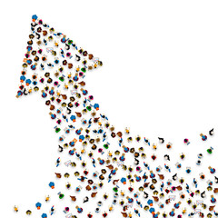 Large group of people in the shape of a grossing arrow, Way to success bussiness concept , Vector illustration