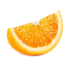 Slice of fresh orange isolated on white background