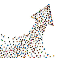 Large group of people in the shape of a grossing arrow, Way to success bussiness concept , Vector illustration