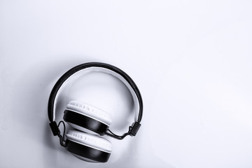 Fototapeta na wymiar Black and white color wireless Headphone on white isolated