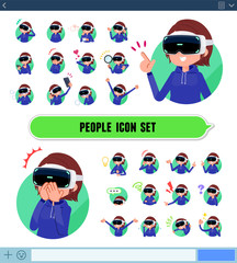 flat type VR goggle women_icon