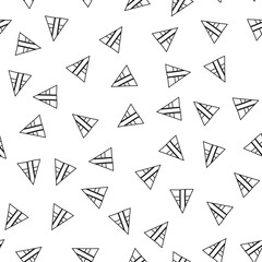 Triangles. Black and white seamless pattern. Geometric, abstract background for covers, textile. Doodle shapes.