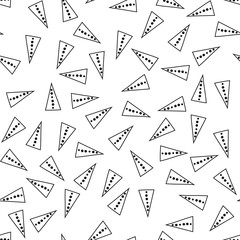Triangles. Black and white seamless pattern. Geometric, abstract background for covers, textile. Doodle shapes.