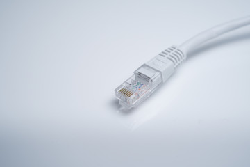 Ethernet cable Cat 5 RJ45 on white isolated background