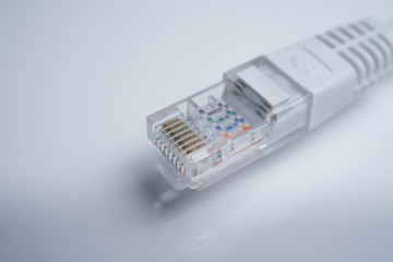 Ethernet cable Cat 5 RJ45 on white isolated background