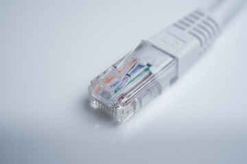Ethernet cable Cat 5 RJ45 on white isolated background
