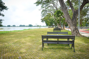 table and chairs in relaxing zone at park