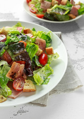 Bacon Lettuce Tomato, BLT salad with creamy dressing sauce, croutons