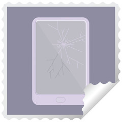 broken electronic tablet vector square sticker stamp