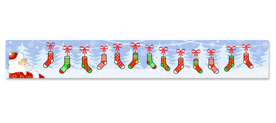 Дед Мороз и рождественские носки.                          Веб-баннер.  - 226222895