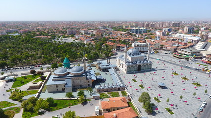 Obraz premium Aerial view Mevlana musem and great view of Mevlana Konya City in Turkey