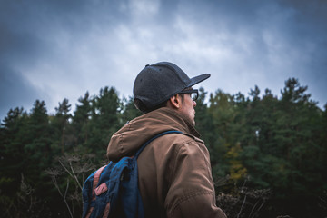 Young man near the forest