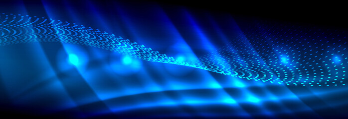 Liquid neon flowing waves, glowing light lines background