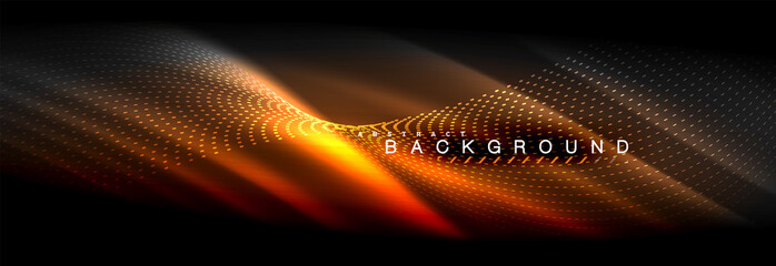 Fototapeta premium Liquid neon flowing waves, glowing light lines background