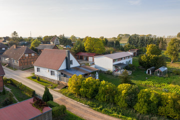 aerial view of an old house or farm house 
