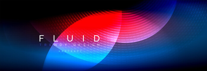 Vector blurred neon glowing circles with flowing and liquid light concept, energy magic fantastic abstract background
