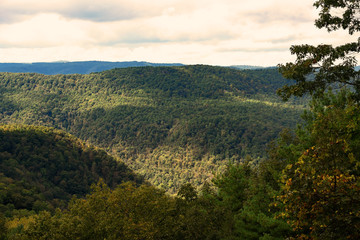 Fototapeta na wymiar A wide angle view of the Appalachian mountains in West Virginia.